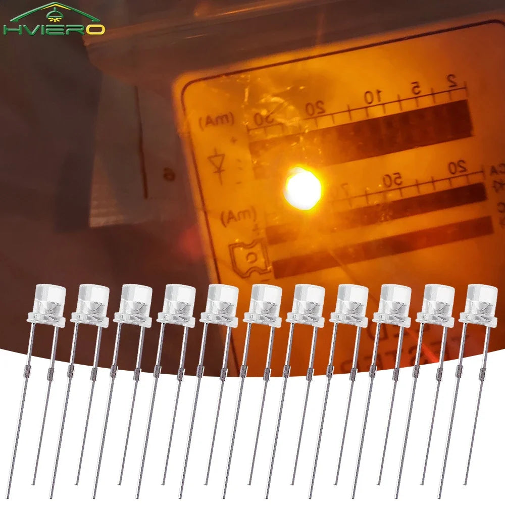3mm Flat Top LED Diodes 100/200Pcs | Ultra Bright Wide Angle