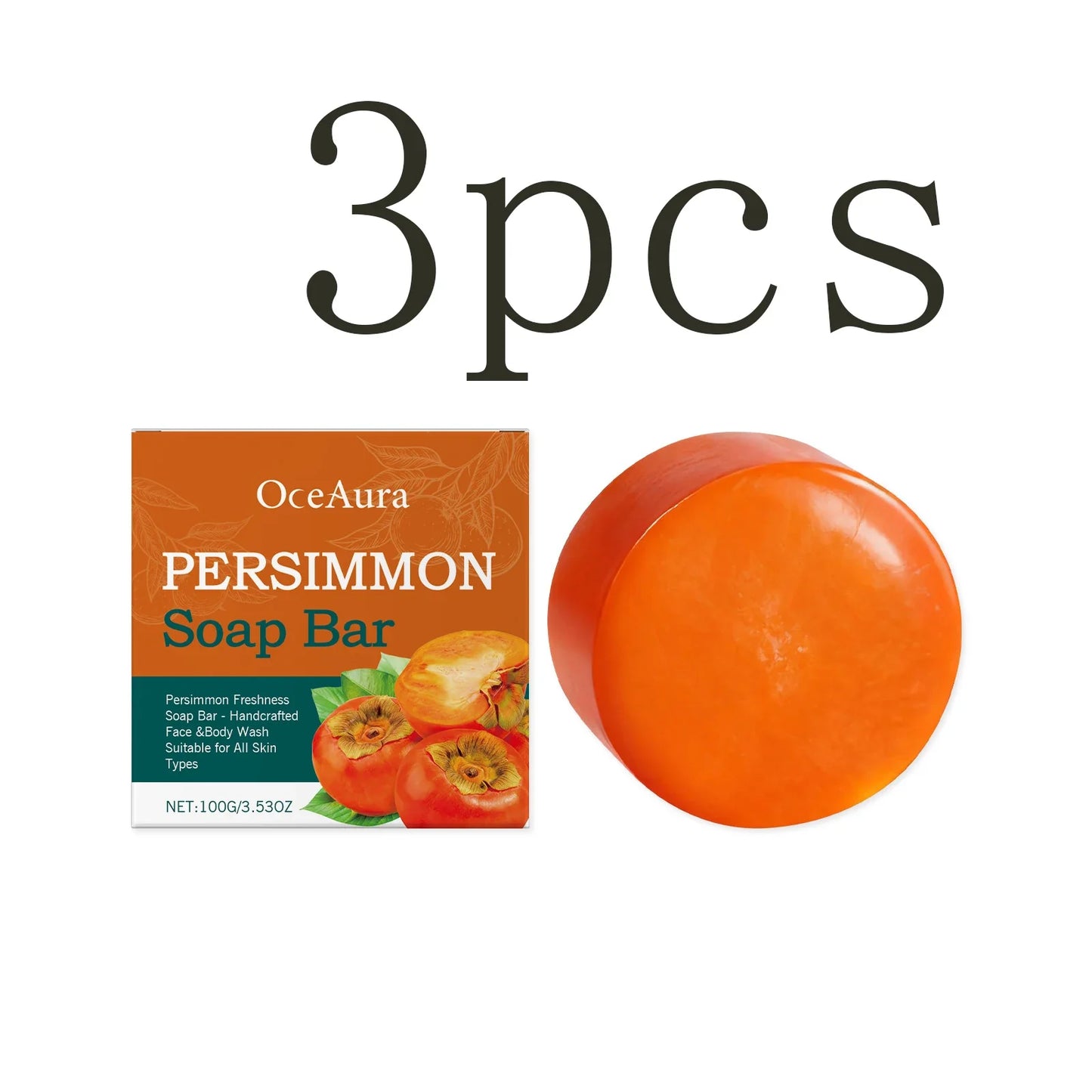 OceAura Persimmon Extract Cleansing Soap – Hydrating Body Bar