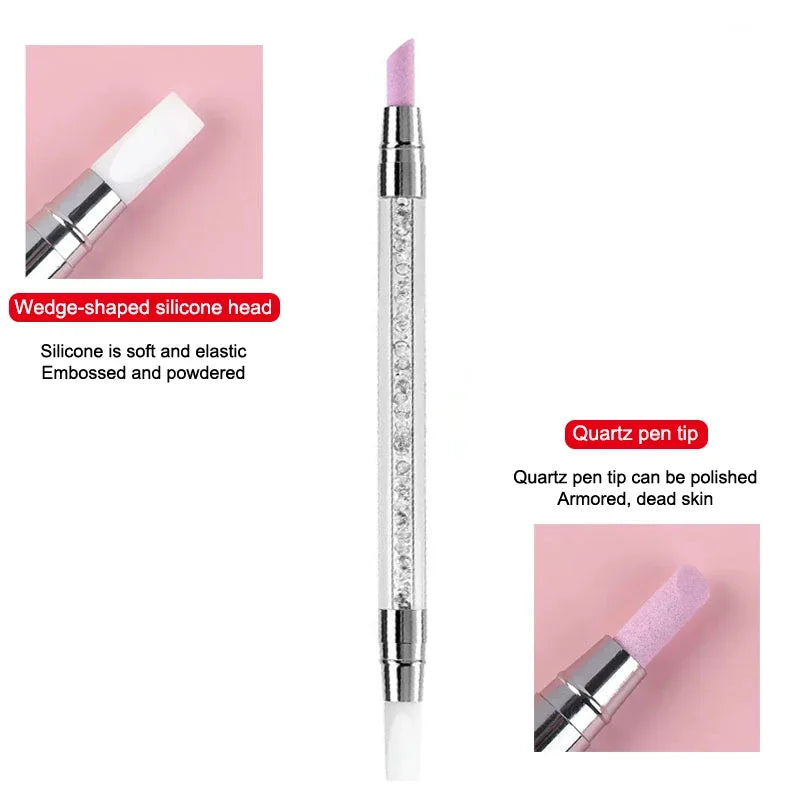 1 Pcs Double-Ended Multi-Functional Silicone Nail Pen with Quartz Cuticle Stick Dead Skin Remover Nail Polish Remover for Nail A Peaceful Pleasures Health and Wellness
