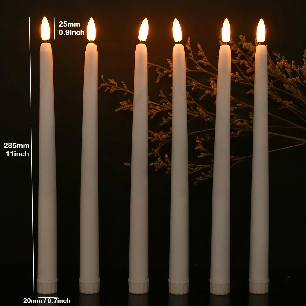 6Pack LED Flameless Taper Candles Lights 3D Wick Battery Christmas Simulation Candles Window Candles Long Electric Candles Lamp Peaceful Pleasures Health and Wellness