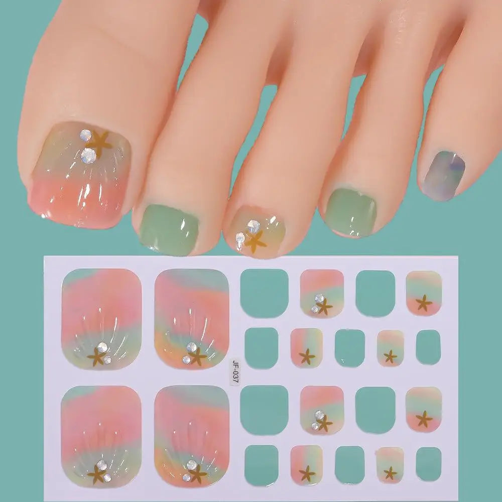 22tips/Sheet Glitter Toenail Stickers Glittering Full Wraps for Summer Pool and Beach for Nail Art and Decorative Nail Decals Peaceful Pleasures Health and Wellness G