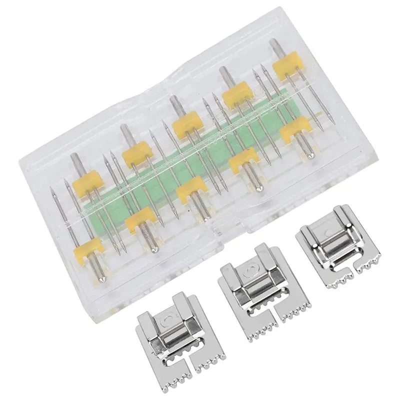 A36T-Stainless Steel Double Needles 10 Twin Needles& 3 Pintuck Presser Feet For Household Sewing Machines Peaceful Pleasures Health and Wellness As Shown