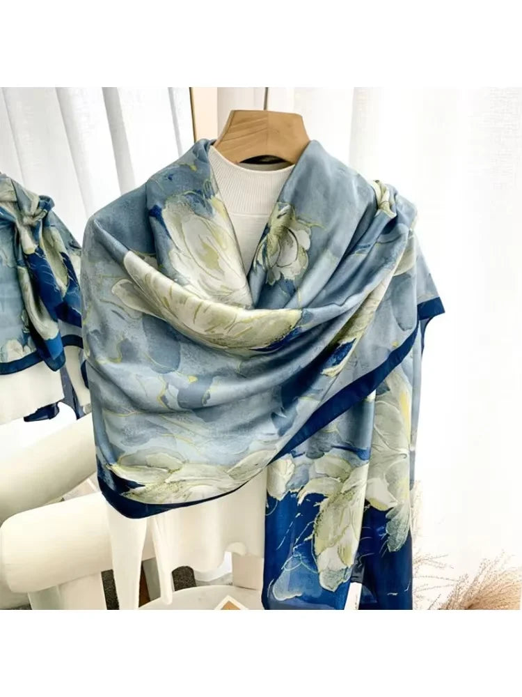 Spring Scarf Women's Luxury Design Scarf Silk Smooth Scarf Soft Muslim Headband Shawl Beach hijabs for woman Peaceful Pleasures Health and Wellness 1pc