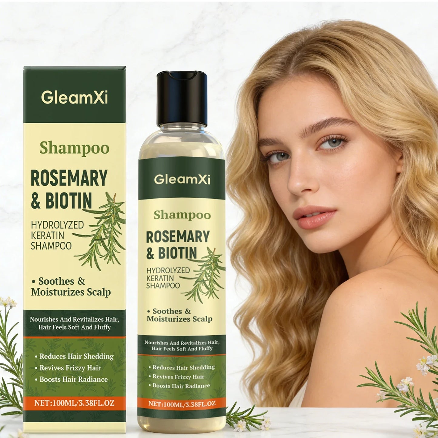 Gleamxi Rosemary Biotin Shampoo – Thickening & Volumizing