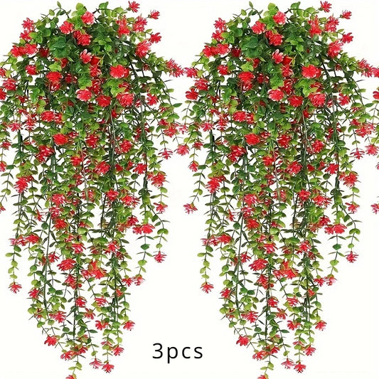 3pcs Artificial Hanging Plants UV Resistant Faux Eucalyptus Vine Artificial Hanging Plant Peaceful Pleasures Health and Wellness