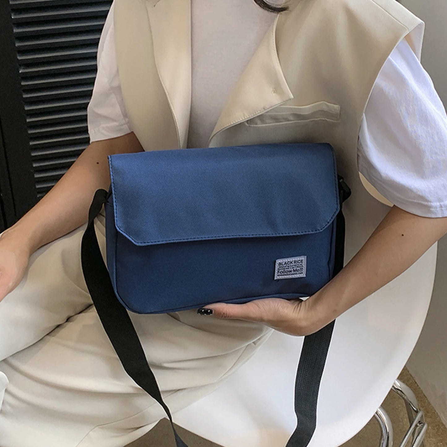 Crossbody Bag for Couples Large Capacity Casual Nylon Underarm Bags for Holiday Vacation Use Travel Shopping Use Peaceful Pleasures Health and Wellness