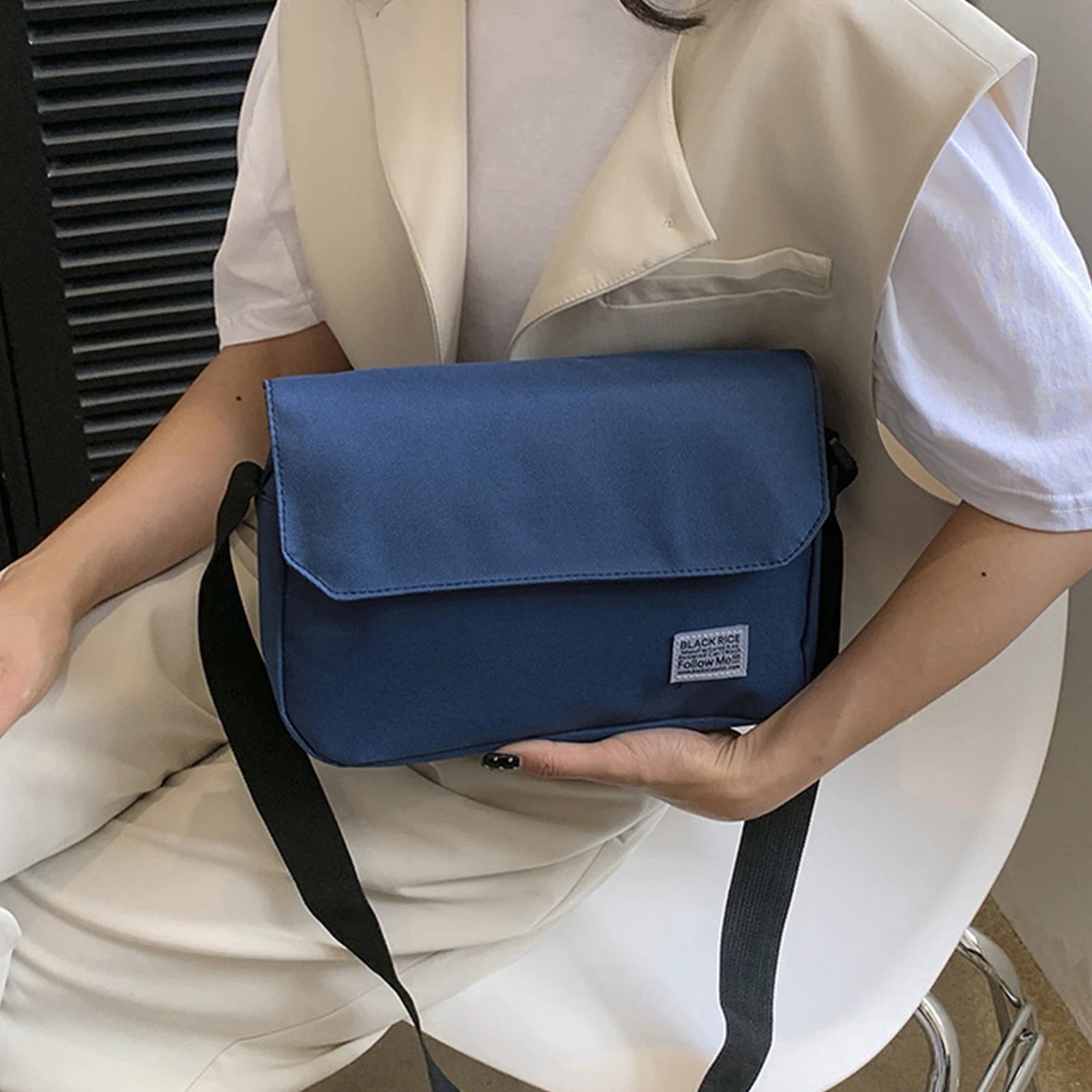 Crossbody Bag for Couples Large Capacity Casual Nylon Underarm Bags for Holiday Vacation Use Travel Shopping Use Peaceful Pleasures Health and Wellness
