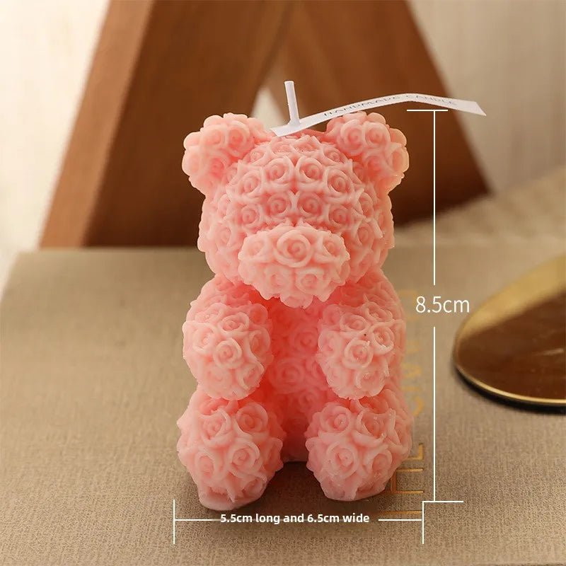Rose Bear Home Fragrance Premium Atmosphere Birthday Gift Aromatherapy Candles Peaceful Pleasures Health and Wellness L Pink