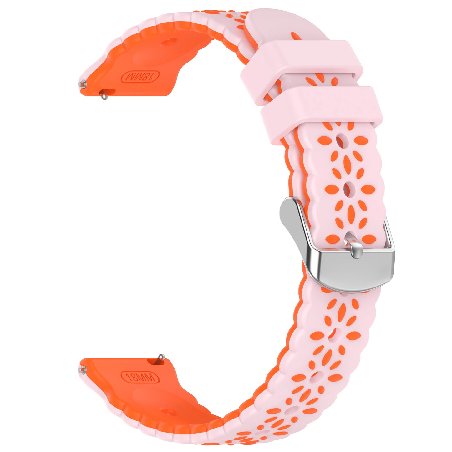 Silicone Watch Band 18mm 20mm – Huawei Samsung Garmin Strap Peaceful Pleasures Health and Wellness Lpink Orange 20 MM