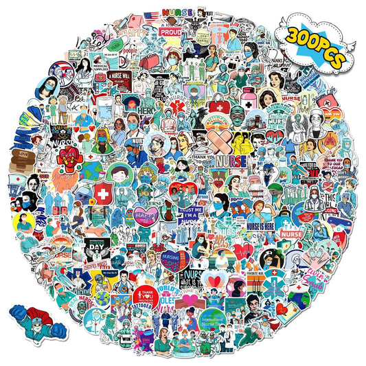 Nurse Stickers Waterproof Decals Nurses Week Medical Themed DIY Peaceful Pleasures Health and Wellness 300pcs