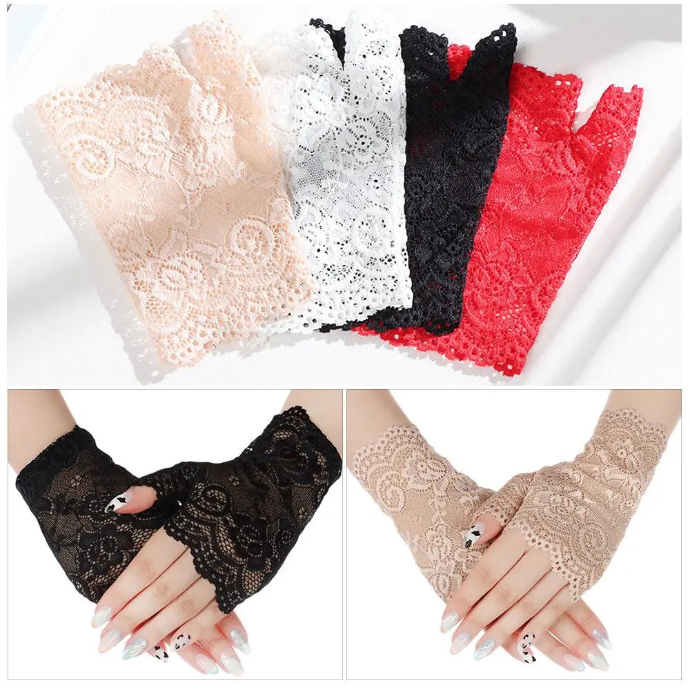 Women's Lace Fingerless Gloves – UV Sun Protection, Dance & Drive