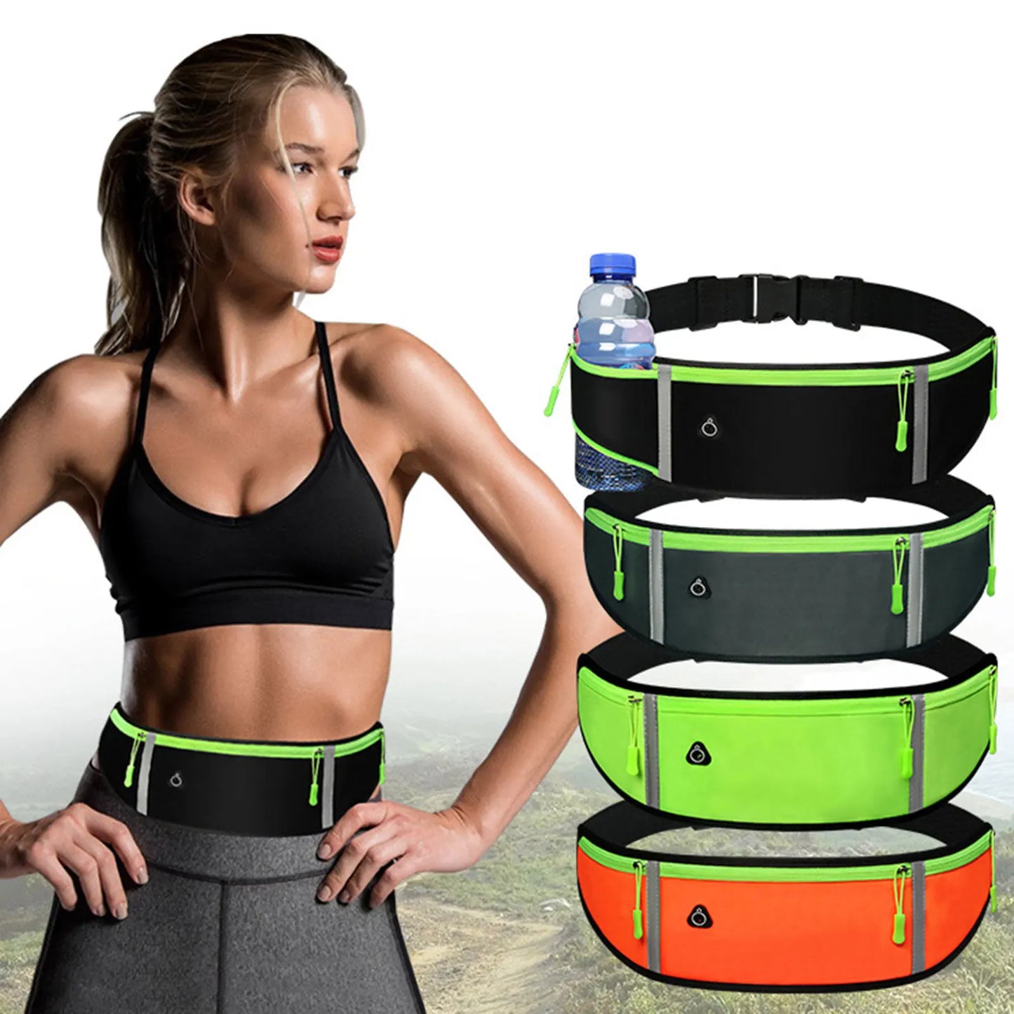 Outdoor Sports Waist Bag for Phones with Reflective Strips Soft Touch Polyester Fanny Pack for Men Women Running Hiking Peaceful Pleasures Health and Wellness