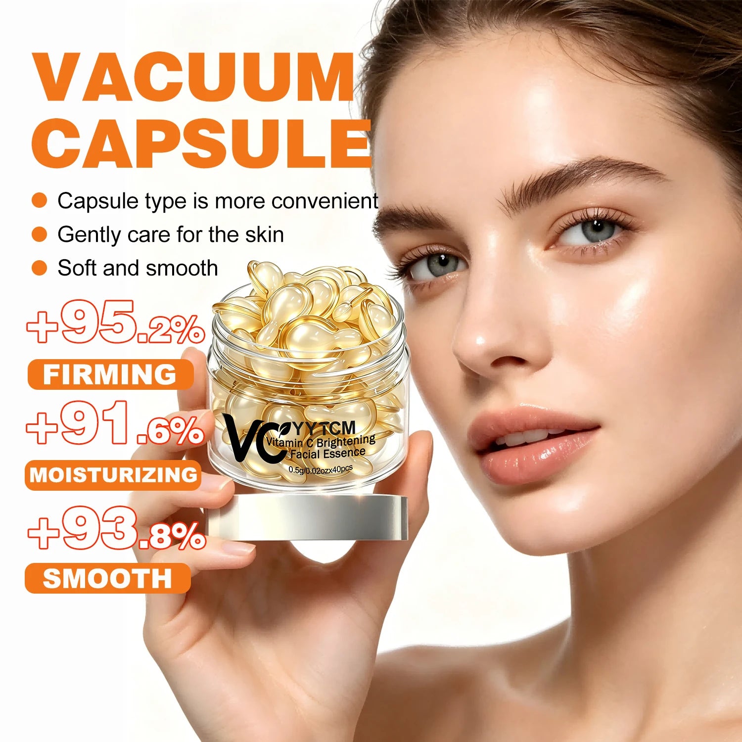Vitamin C Facial Serum, Moisturizing and Brightening, Firming the Skin, Contains Vitamin E, Retinol, Hyaluronic Acid Facial Skin Care Serum, 18 Capsules/30 Capsules/40 Capsules/50 Capsules/60 Capsules/80 Capsules/100 Capsules Peaceful Pleasures Health and Wellness