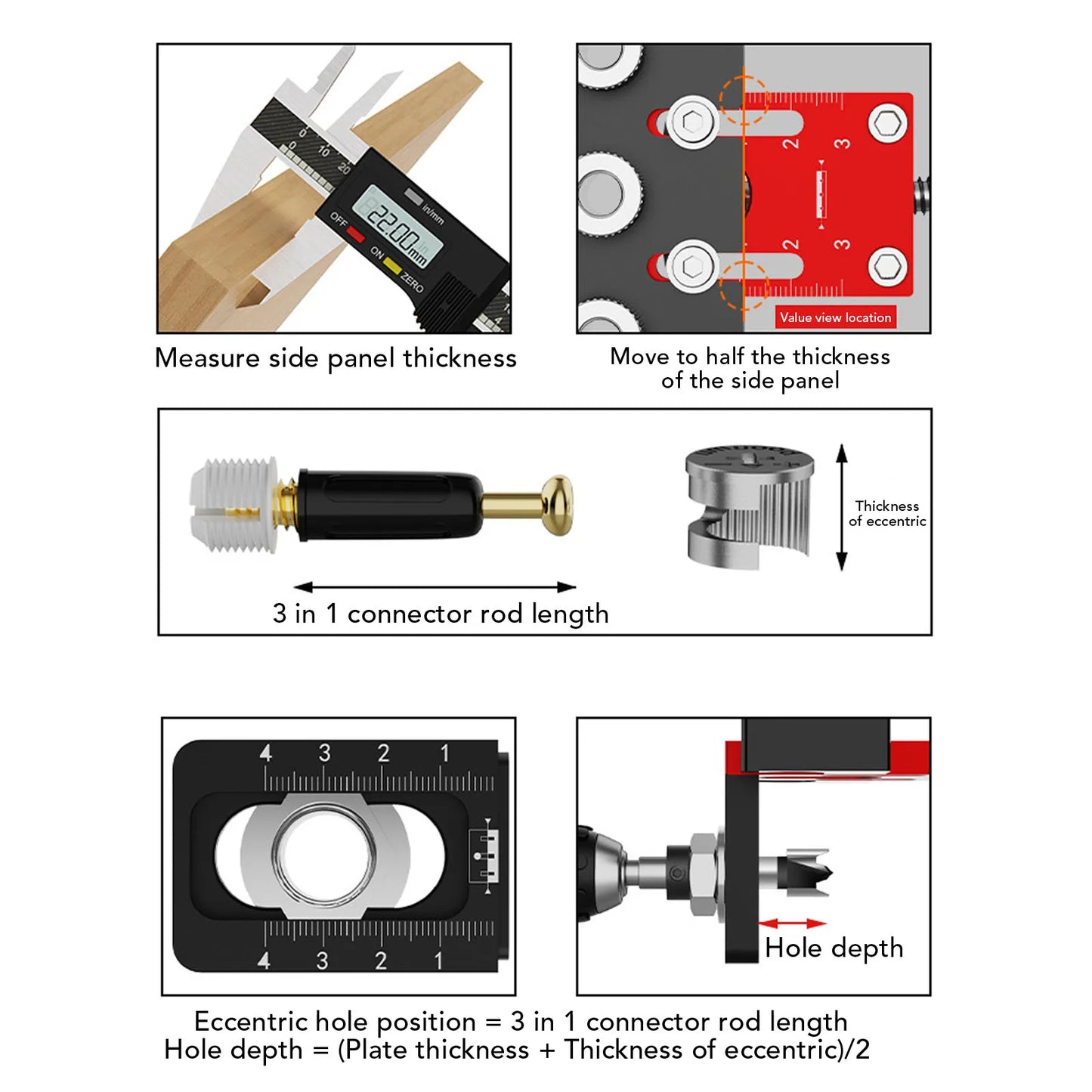 3in1 Hole Jig 1 Aluminum Alloy Dowel Woodworking Puncher