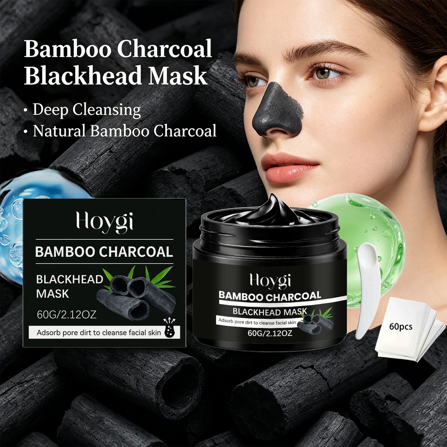 Bamboo Charcoal Blackhead Remover Mask Deep Cleansing Peel off Mask for Nose & Face Gently Removes Blackheads Smooth Skin Care Peaceful Pleasures Health and Wellness