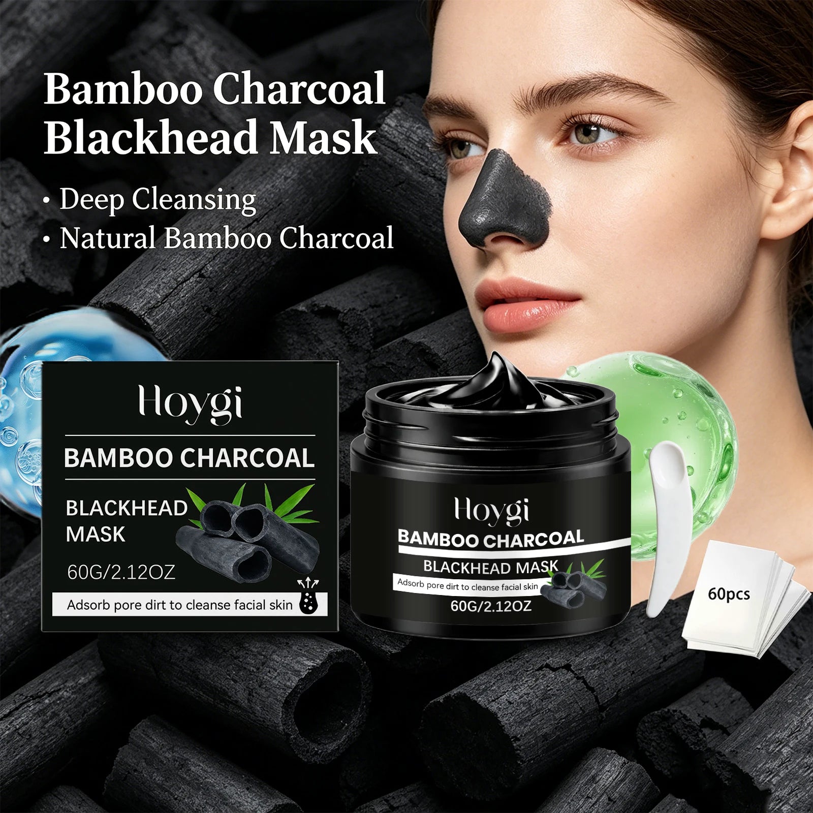Bamboo Charcoal Blackhead Remover Mask Deep Cleansing Peel off Mask for Nose & Face Gently Removes Blackheads Smooth Skin Care Peaceful Pleasures Health and Wellness
