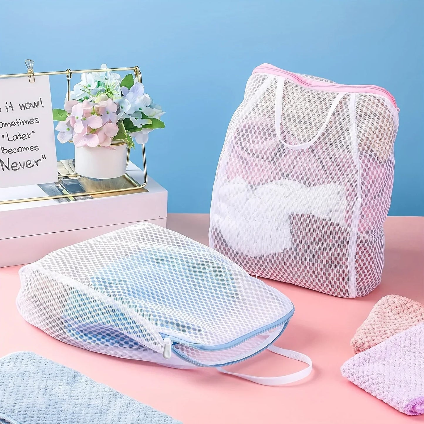 2-Pack Honeycomb Mesh Laundry Bags with Handles | Delicates