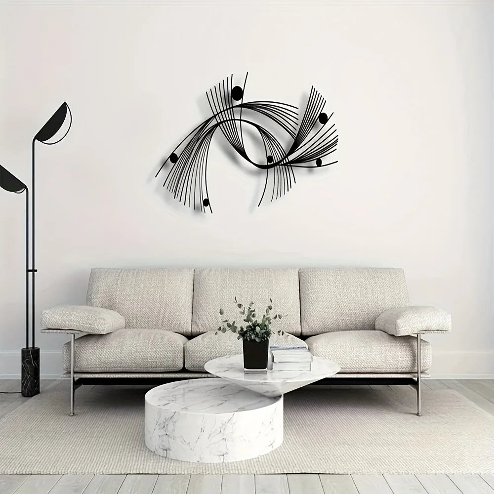 Modern Abstract Geometric Metal Wall Art, Minimalist Linear Art, Suitable for Home, Office, Indoor/outdoor Sign, Easy To Hang Peaceful Pleasures Health and Wellness