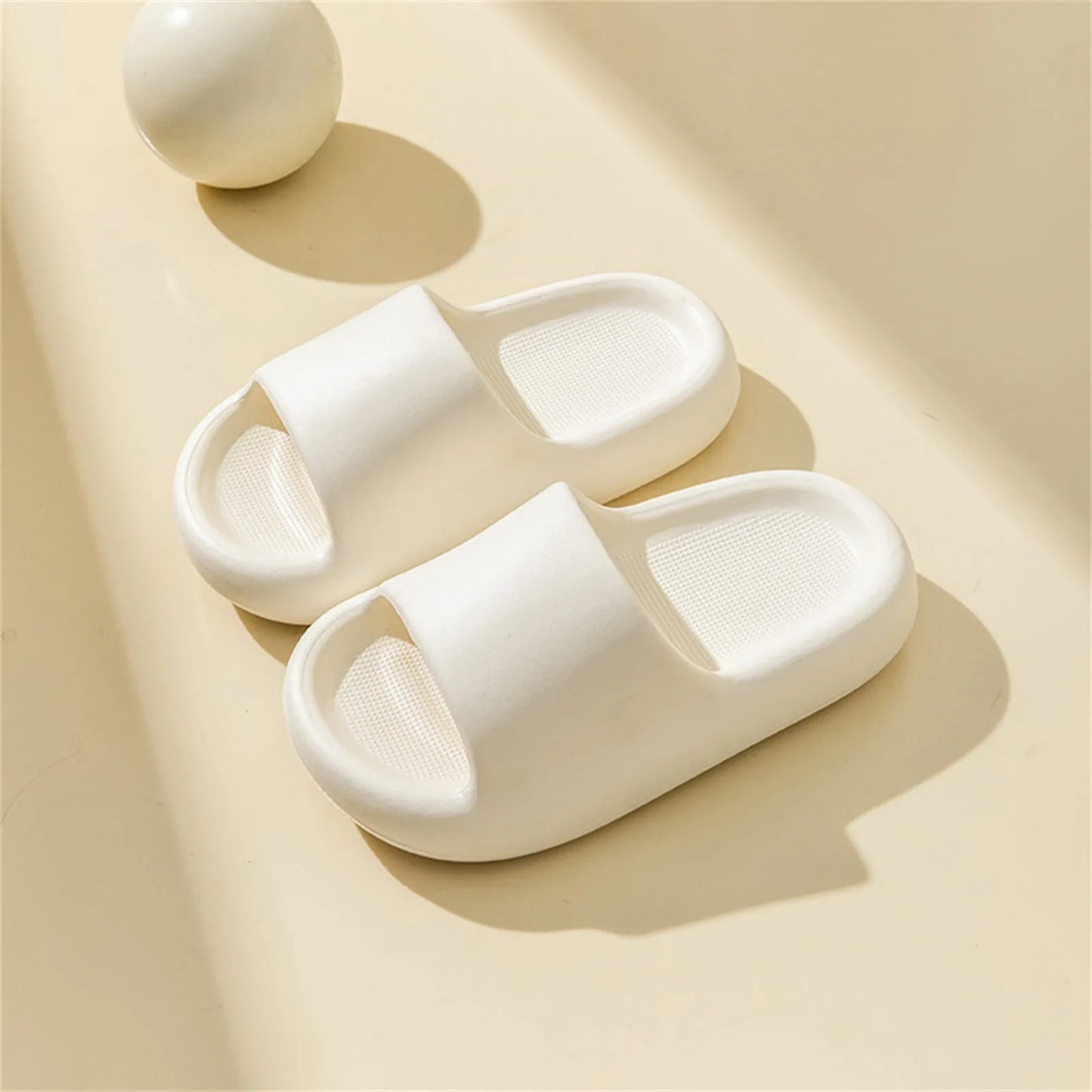 Children Bathroom Slippers Summer Solid Color Anti Slip Soft Sole Kid Slippers 4-10 Years Old Boys and Girls Cute Home Slippers Peaceful Pleasures Health and Wellness White 26