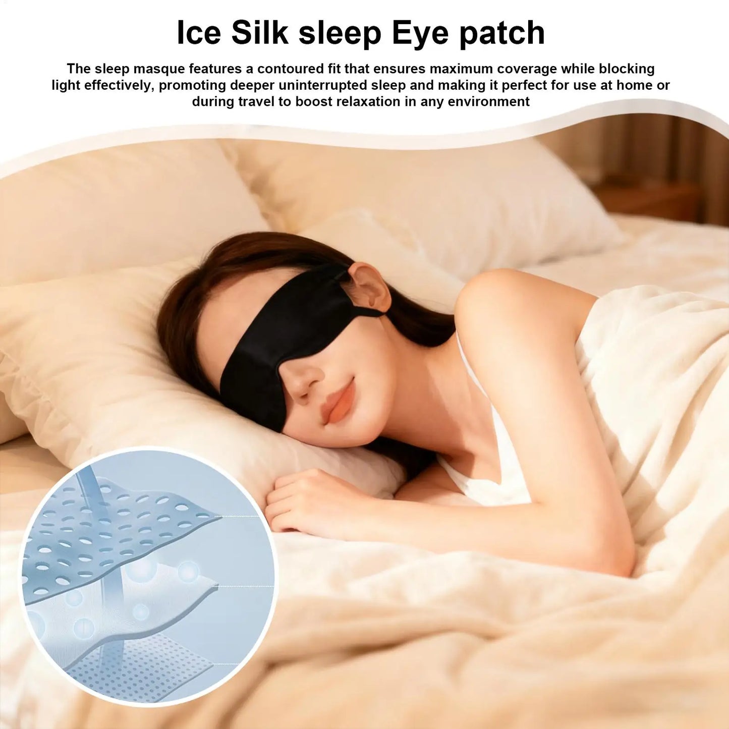 Ice Silk Sleep Mask – Light Blocking Eye Cover for Travel & Naps