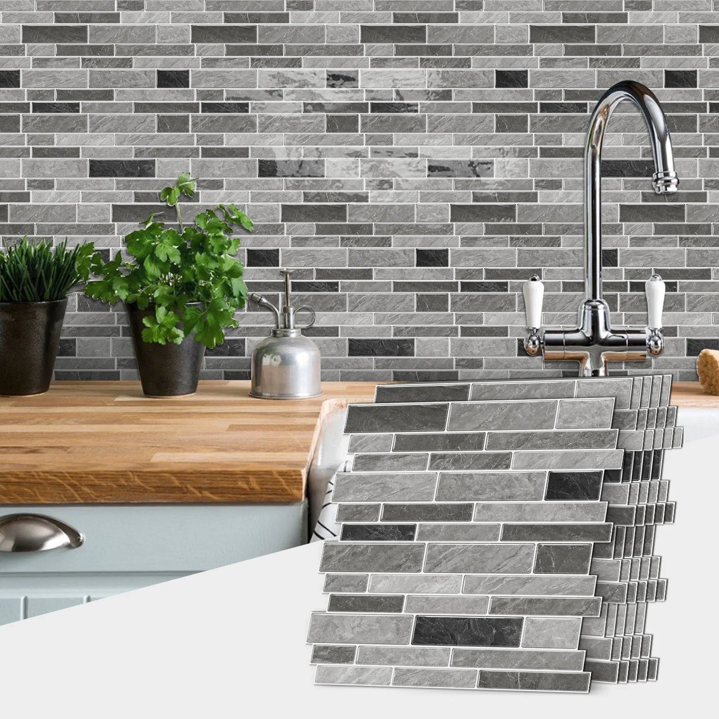Marble-patterned self-adhesive wall sticker, waterproof and oil-proof PVC tile decal for kitchen and bathroom room decoration Peaceful Pleasures Health and Wellness SPT206 1PC