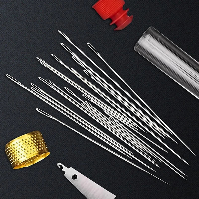 Big Eye Stainless Steel Hand Sewing Needles Kit | 31–36 Pc Set