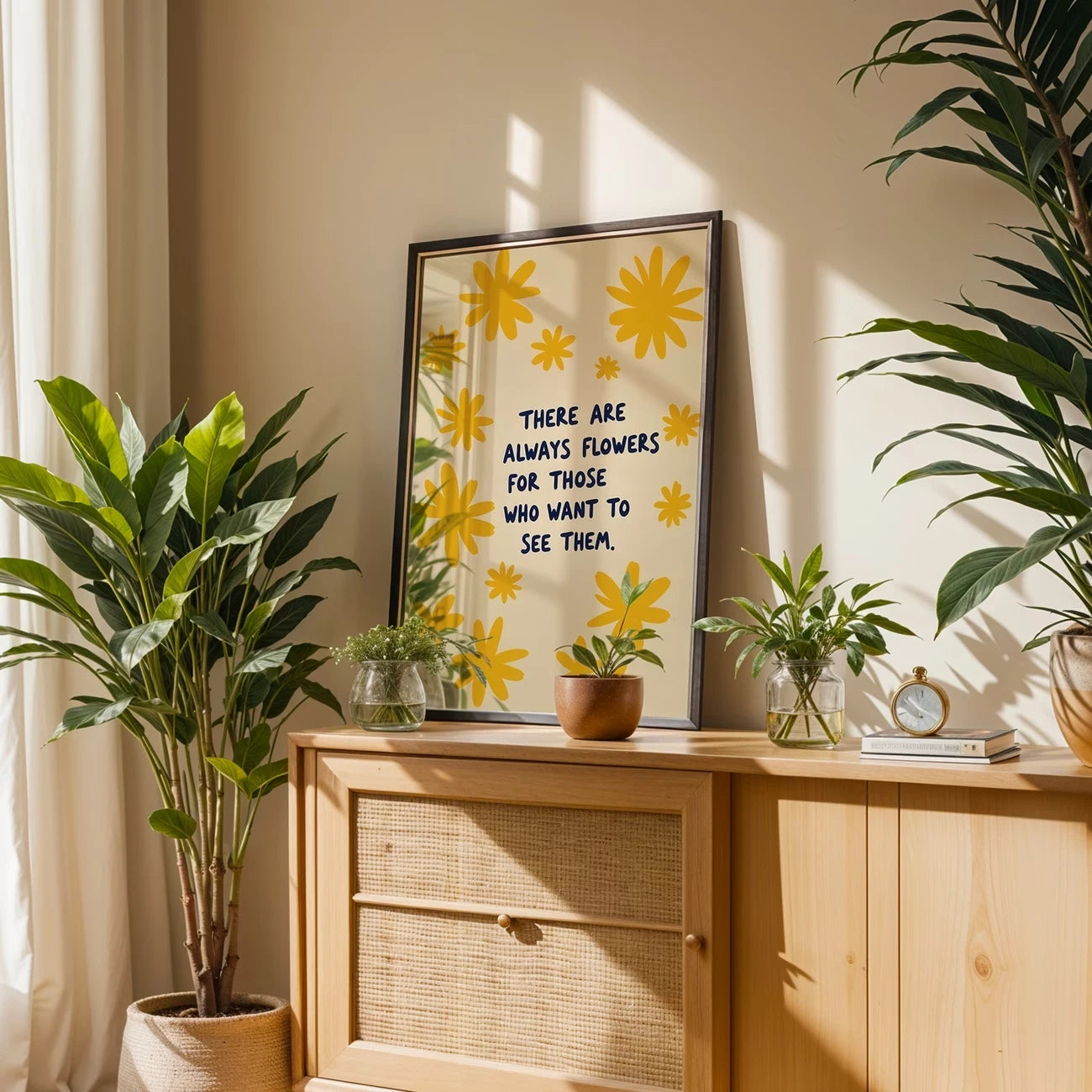 Bohemian Yellow Floral Quote Canvas Wall Art | Home Decor
