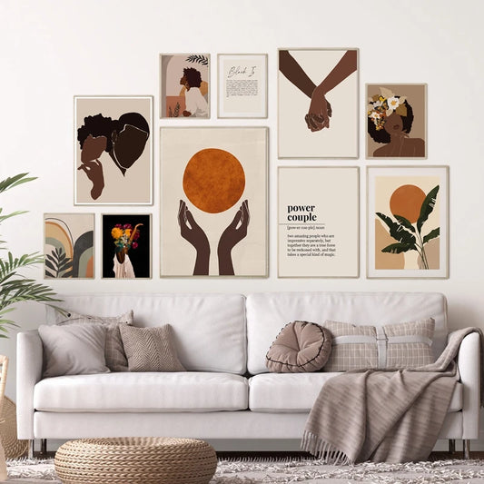 African American Couple Canvas Wall Art | Boho Love Print Canvas Wall Art Peaceful Pleasures Health and Wellness