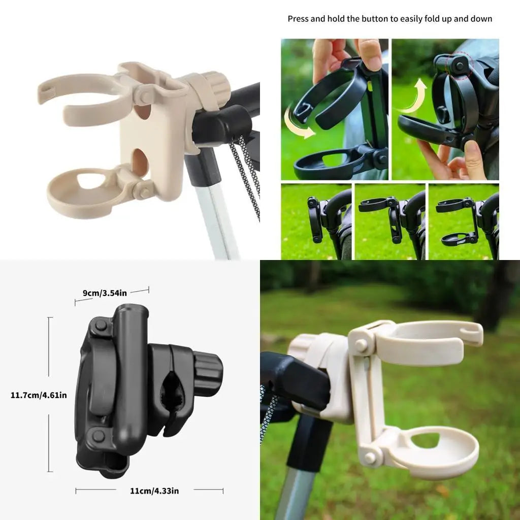 Foldable Stroller Cup Holder with Silicone Grip & Phone Mount