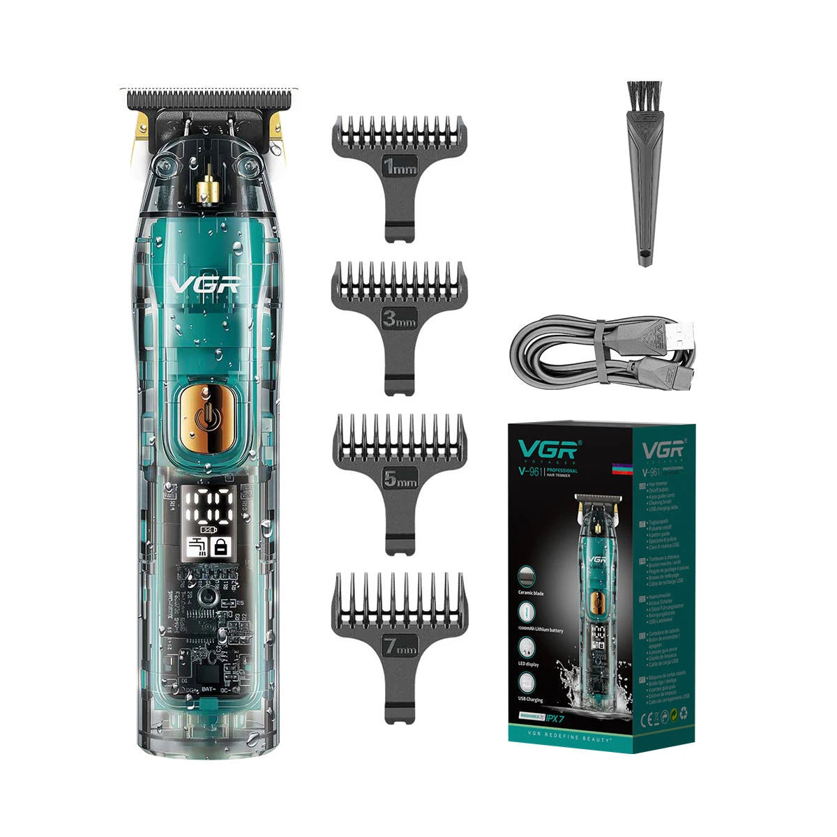 VGR 961 Hair Trimmer Cordless Hair Cutting Machine Electric Hair Clipper Barber Haircut IPX7 Waterproof Zero Cutting Machine Peaceful Pleasures Health and Wellness 961 usb
