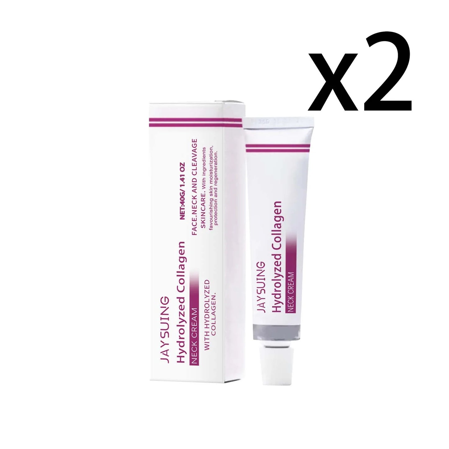 Hydrolyzed Collagen Neck Cream Firming Delaying Aging Increase Skin Elasticity Reduce Fine Lines Moisturizing Neck Care Lotion Peaceful Pleasures Health and Wellness 2x40g 40g