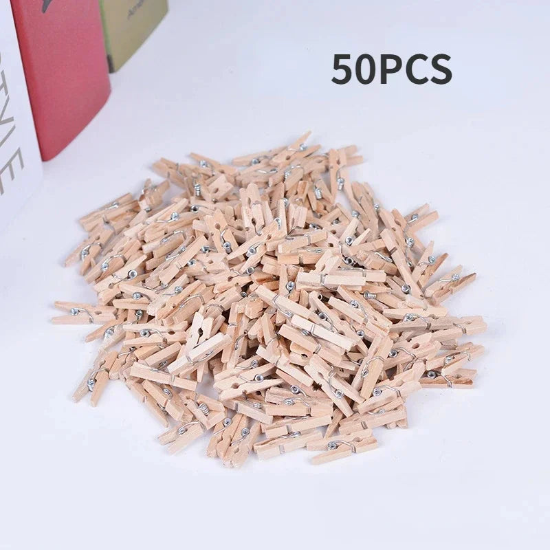 Clothes Pegs Closet Coat Racks Mini Fixing Clip Clothespins Laundry 25mm Party Assembly Beach Towel Clips Wedding Natural Wood Peaceful Pleasures Health and Wellness 50 PCS