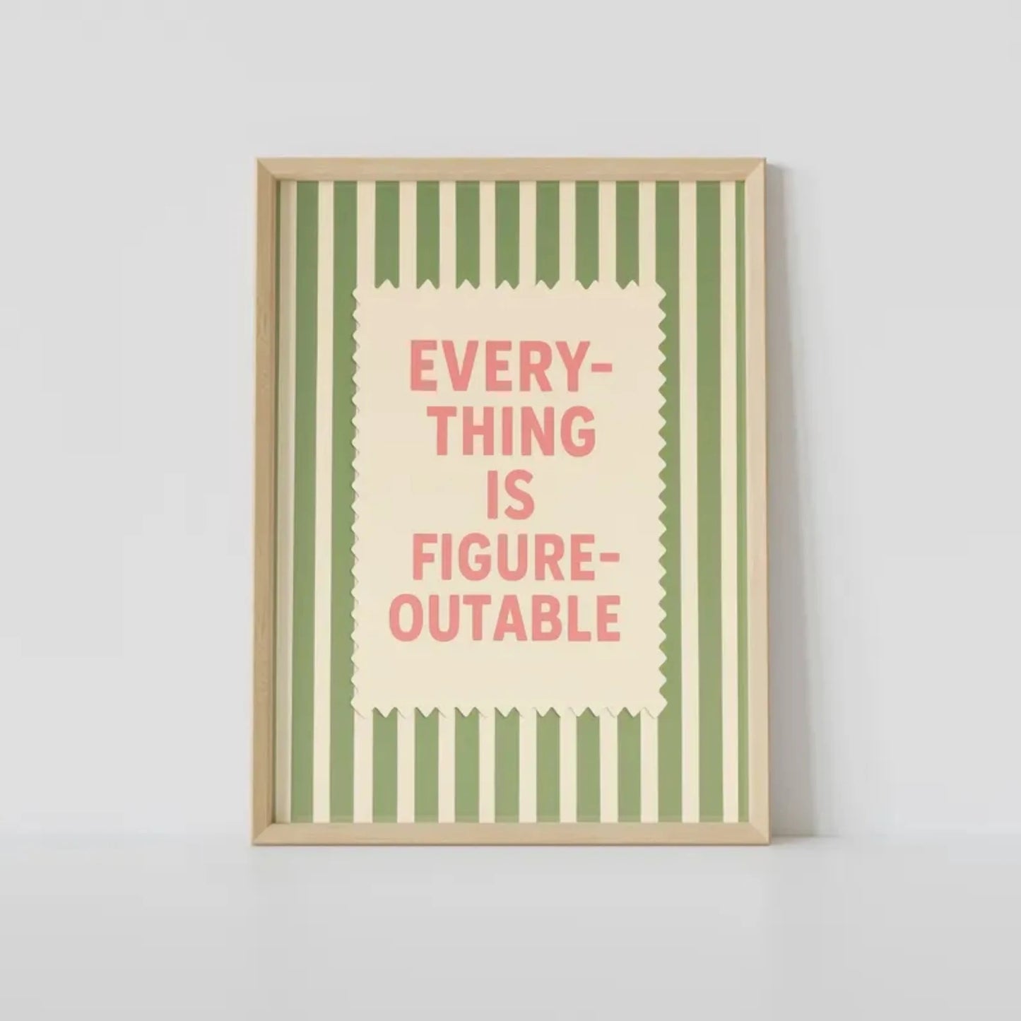 "Everything Is Figureoutable" Sage Green Quote Canvas Wall Art
