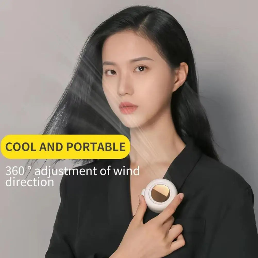 Portable Mini Small cyclone bladeless fan Large wind 360 degree wind control hanging waist bladeless fan Handheld Cooling Device Peaceful Pleasures Health and Wellness