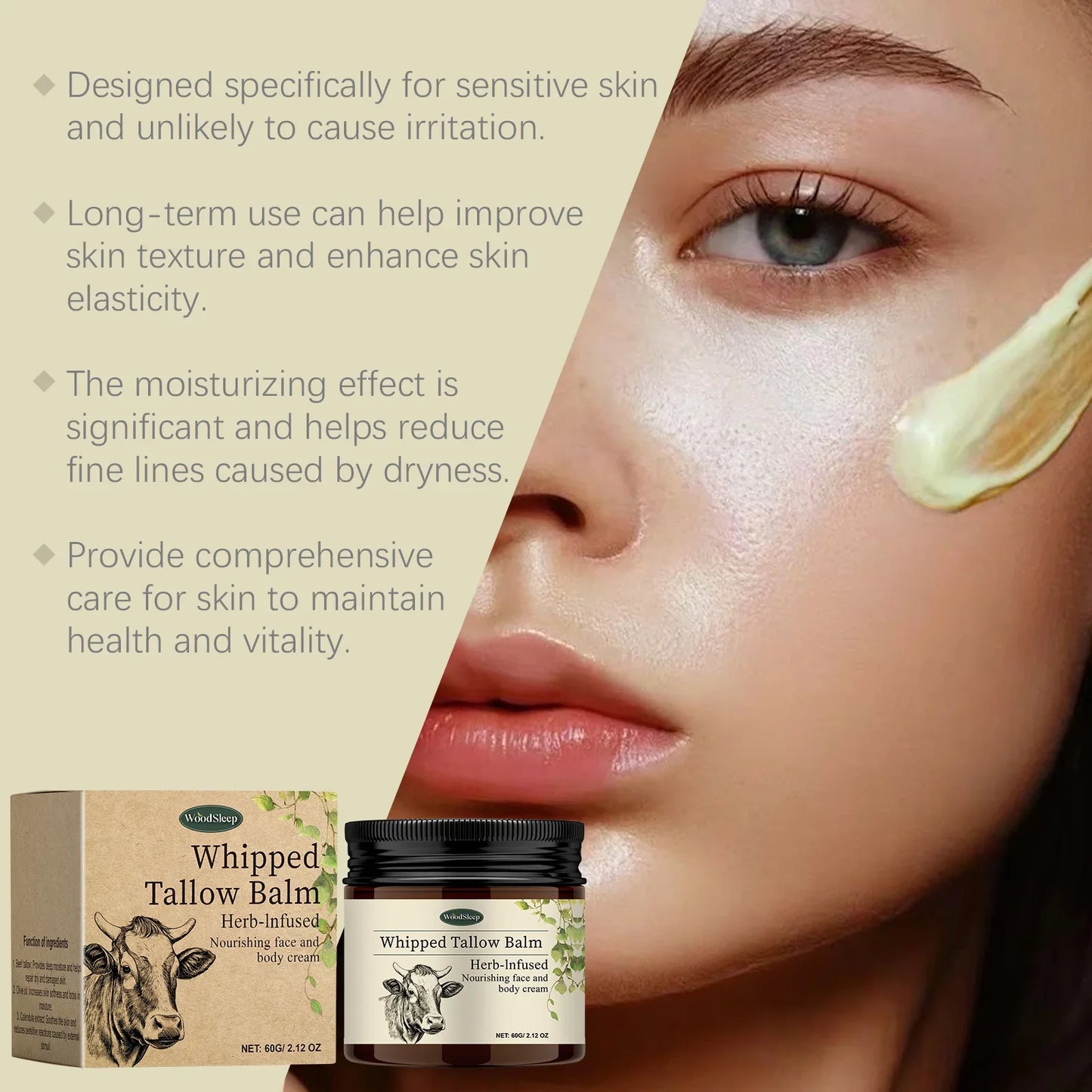 WOODSLEEP Whipped Tallow Balm – Face & Body Moisturizer
