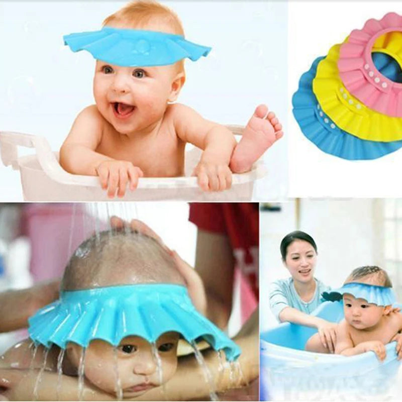 Soft Adjustable Baby Shower Cap with Ear Protection Waterproof Hair Washing Shield for Toddler Kids Bathing Shampoo Hat Peaceful Pleasures Health and Wellness