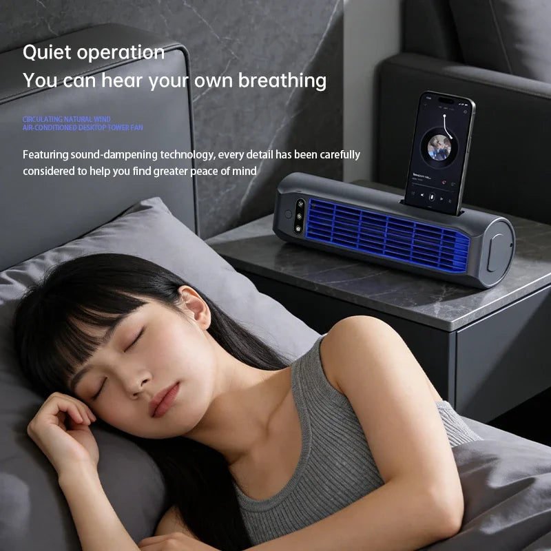 Portable Desktop Fan USB Rechargeable Silent Wall Mount Kitchen Office Bedroom Cooler with Phone Stand Air Fan Peaceful Pleasures Health and Wellness