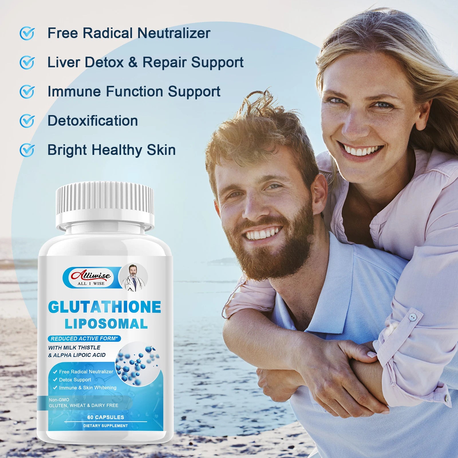 Alliwise Glutathione Capsules – Antioxidant & Skin Clarity Supplement Dietary Supplement Peaceful Pleasures Health and Wellness