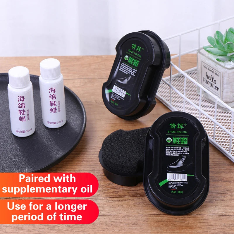 Double-Sided Shoe Polish Wax Sponge Brush | Leather Care Tool