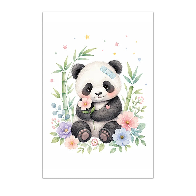 Nursery Animal Wall Art Canvas Painting Watercolor Cartoon Poster Baby Bedroom Home Decor Peaceful Pleasures Health and Wellness