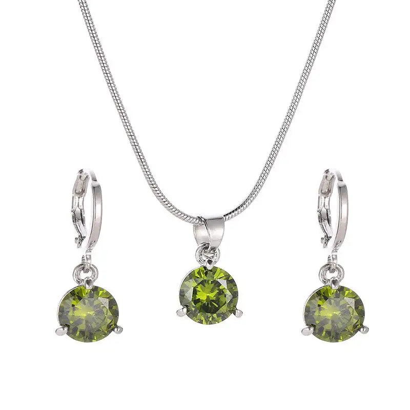 Crystal Zirconia Pendant Necklace & Earrings Set | Gift