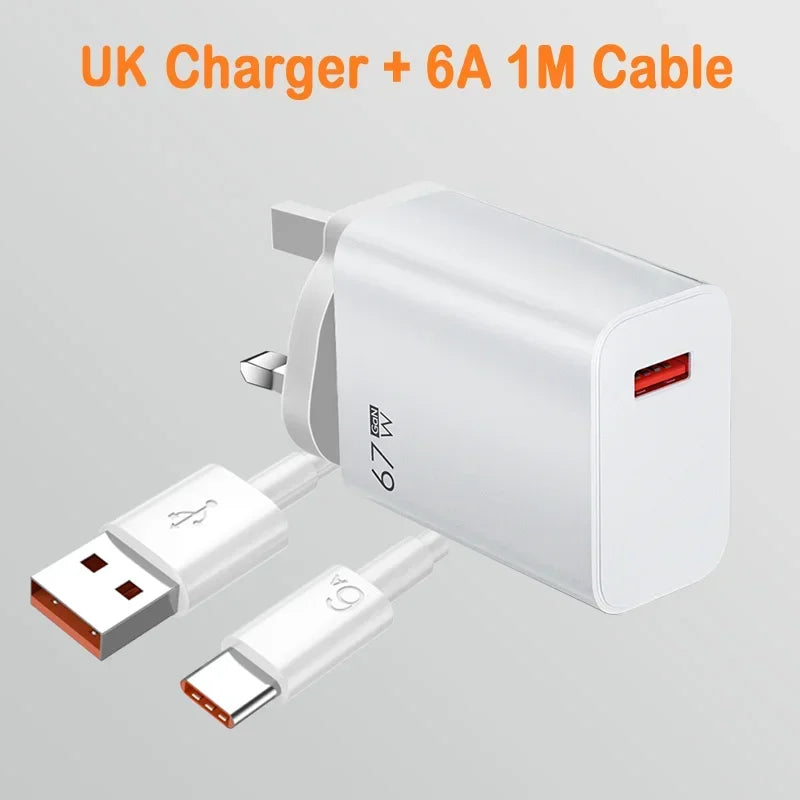 67W USB-C Fast Charger for Xiaomi Redmi | EU/US Wall Adapter