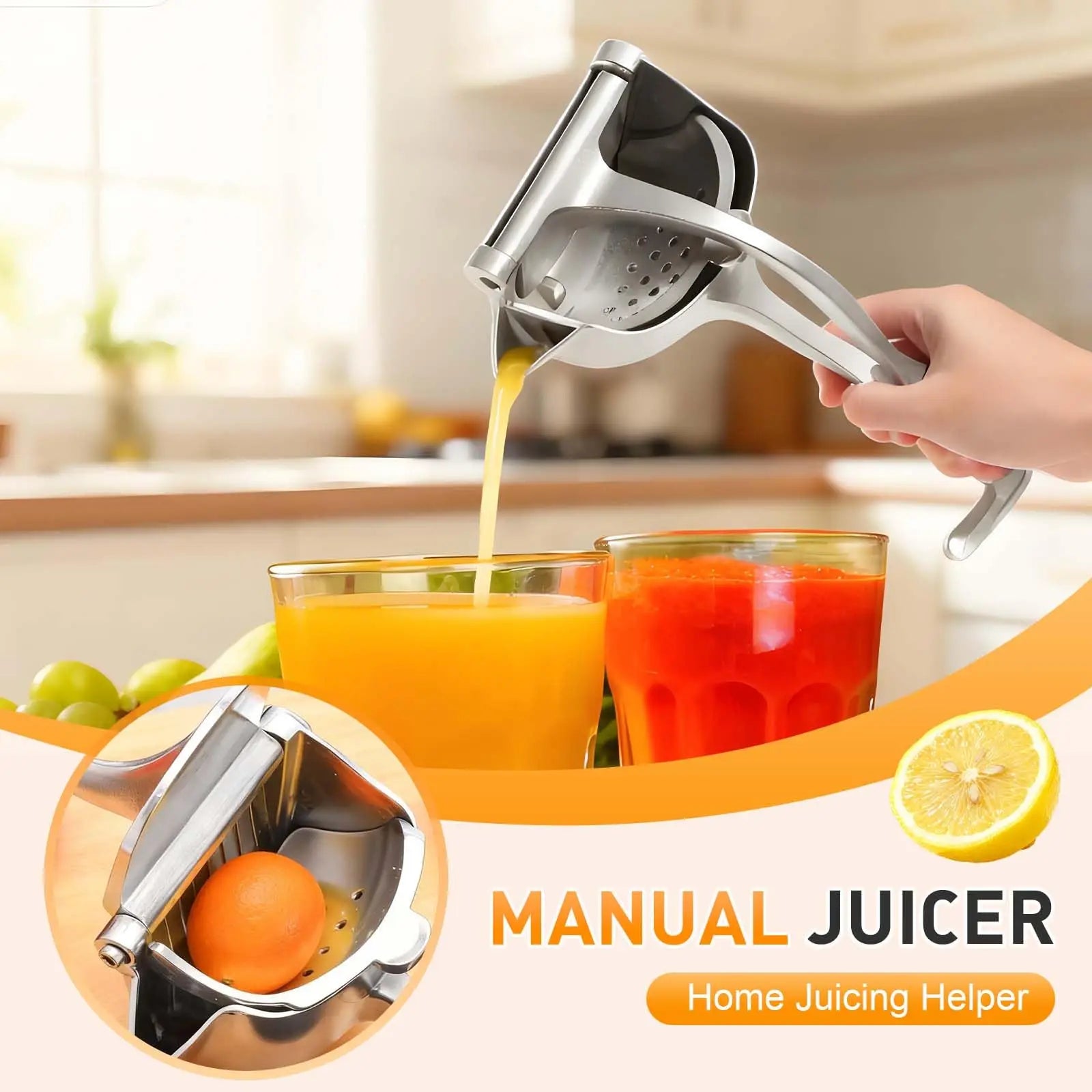 Real Aluminum Alloy Lemon Squeezer Citrus Juicer Hand Press Heavy Duty Manual Juicer Fruits Extractor Orange Grapefruit Presser Peaceful Pleasures Health and Wellness