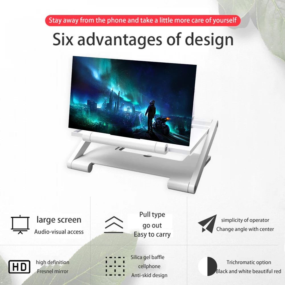 Foldable 8-inch Curved HD Phone Screen Amplifier 3-4x Magnification Anti-Slip Hands-Free Holder Fit 4.0-6.0 Inch Mobile Phones Peaceful Pleasures Health and Wellness