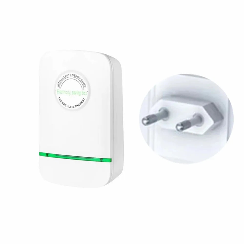 Pro Electricity Saving Box 90V-250V EU Plug Home Office Power Saver with Stable Voltage Energy Saving Device Peaceful Pleasures Health and Wellness White EU 90-250V
