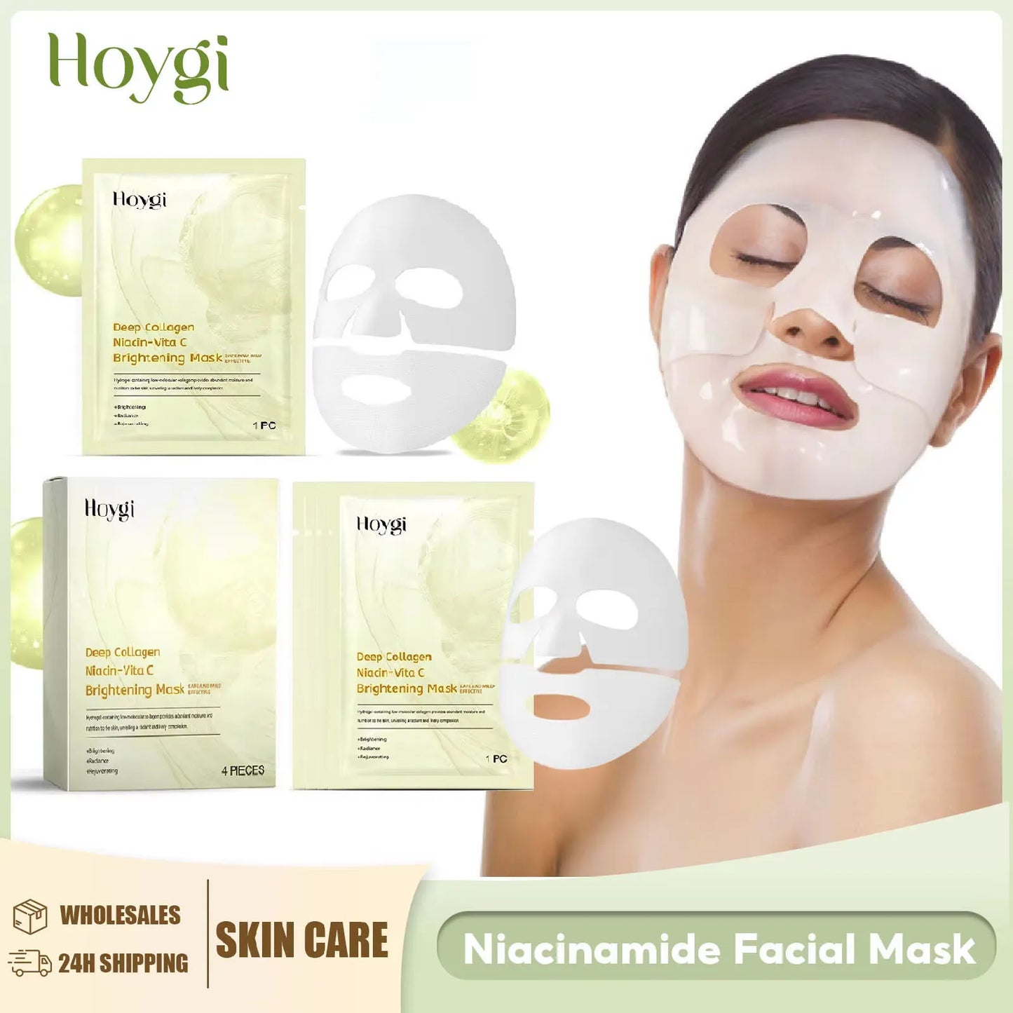 Vitamin C Mask Dark Spot Remover Skin Rejuvenation Smooth Pores Anti Aging Moisturizing Brightening Hyaluronic Acid Facial Mask Peaceful Pleasures Health and Wellness