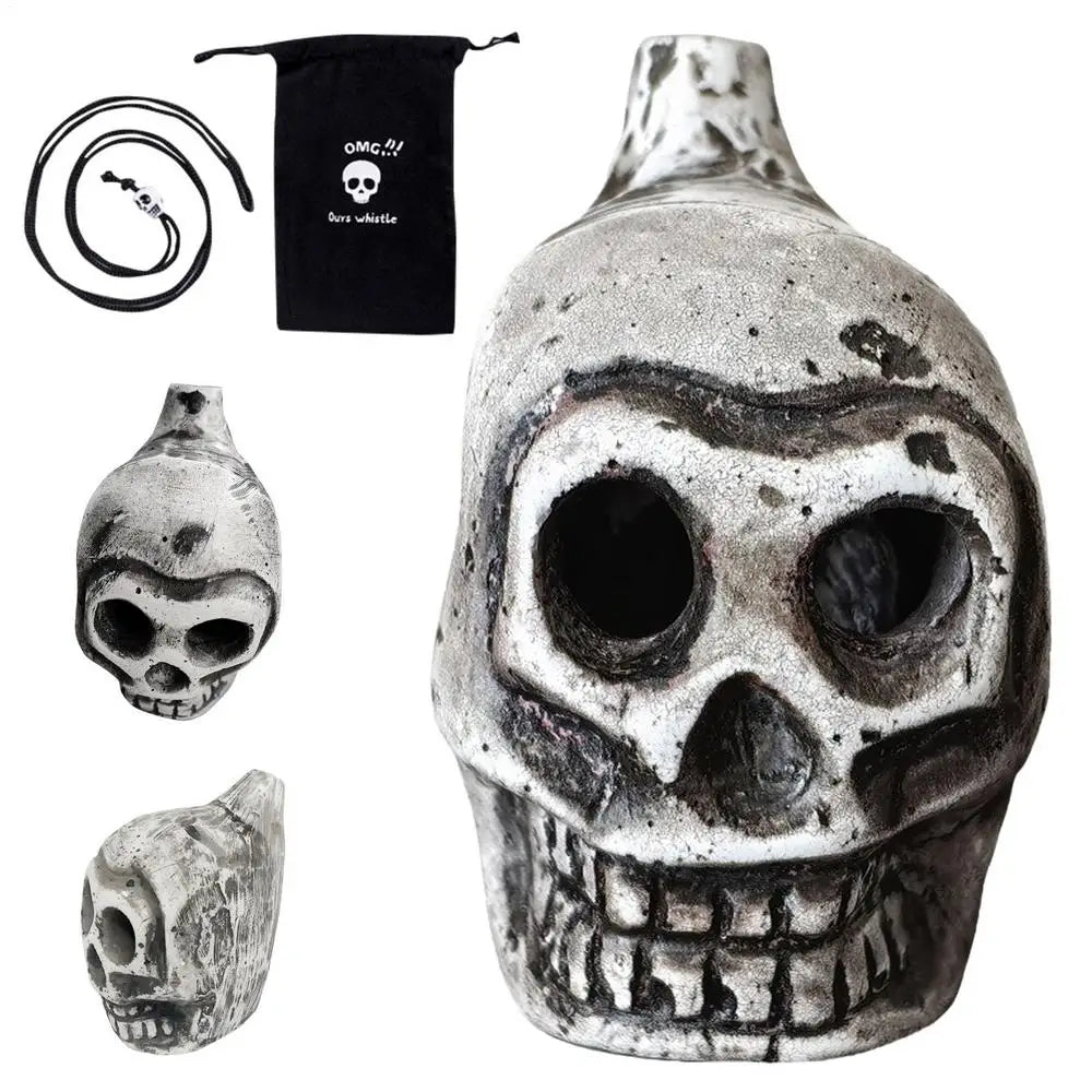 Authentic Aztec Death Whistle, Skull Human Scream Loud High Decibels for Rituals, Spooky Sounding Halloween Prop Peaceful Pleasures Health and Wellness A