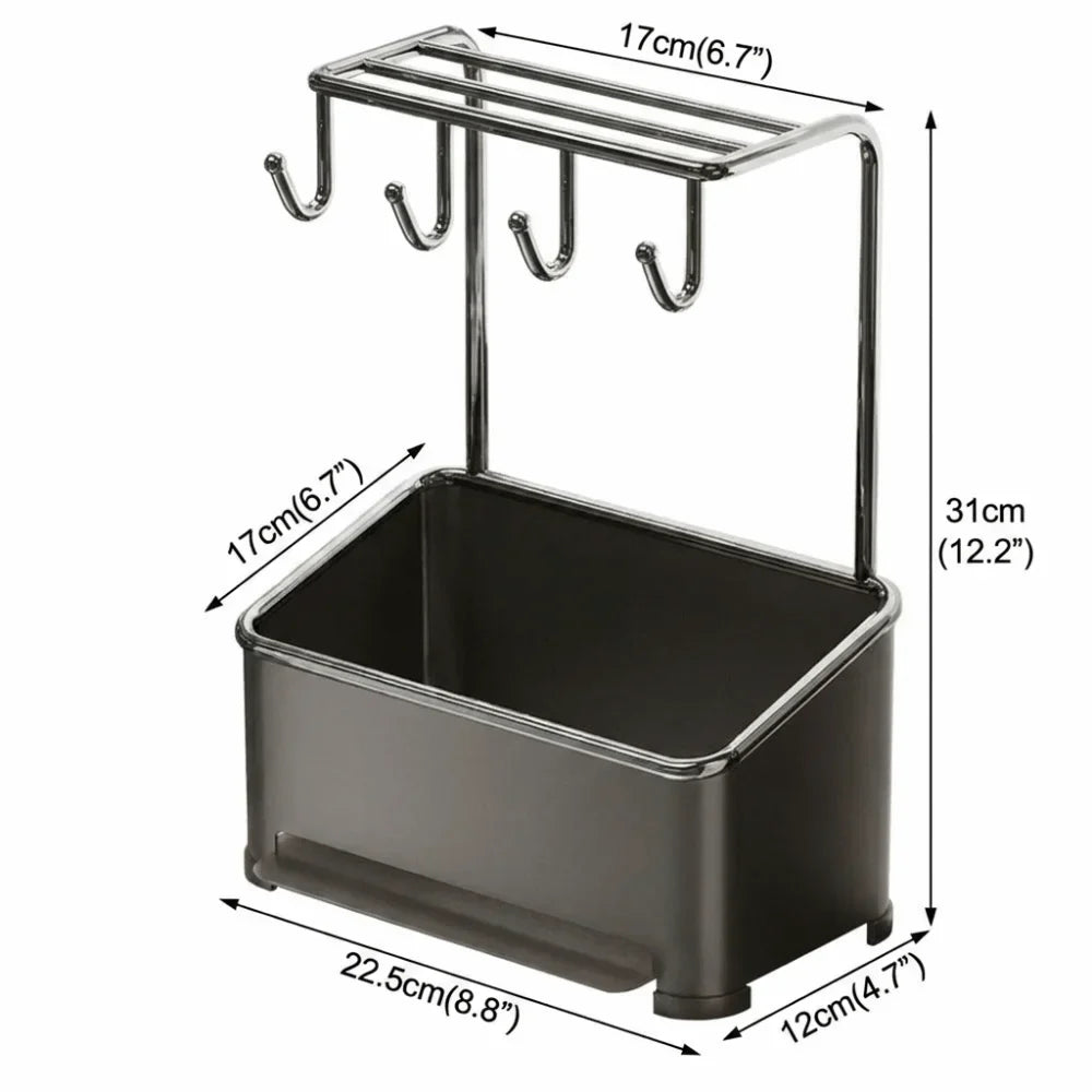 Gunmetal Gray Stainless Steel Kitchen Sink Organizer Rack