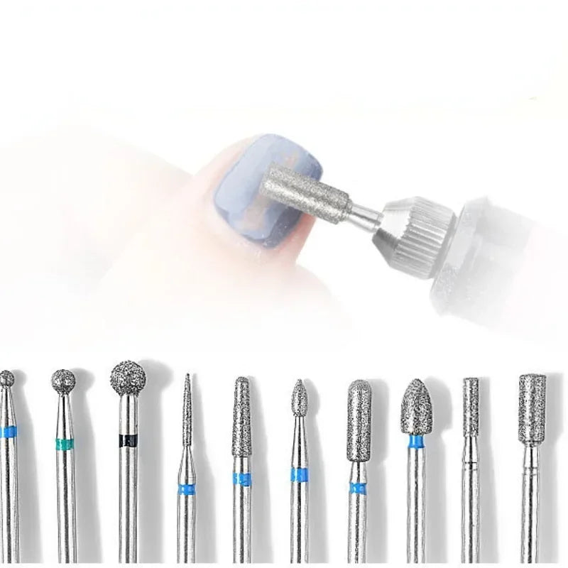 10Pcs Quality Diamond Milling Cutters for Manicure Electric Clean Foot Cuticle Nail Machine Nail Polishing Tool Peaceful Pleasures Health and Wellness