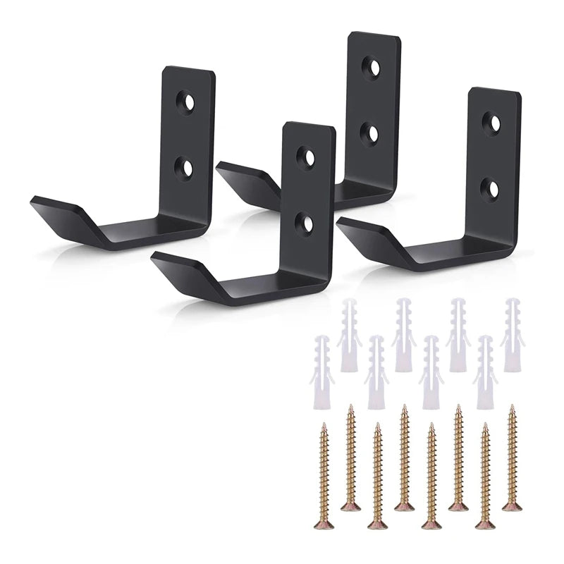 Heavy Duty Metal Hooks, Wall Mount Tool Hangers, Multipurpose Utility Hooks for Garage Warehouse Kitchen Bathroom Hardware Peaceful Pleasures Health and Wellness Black 4 Pcs